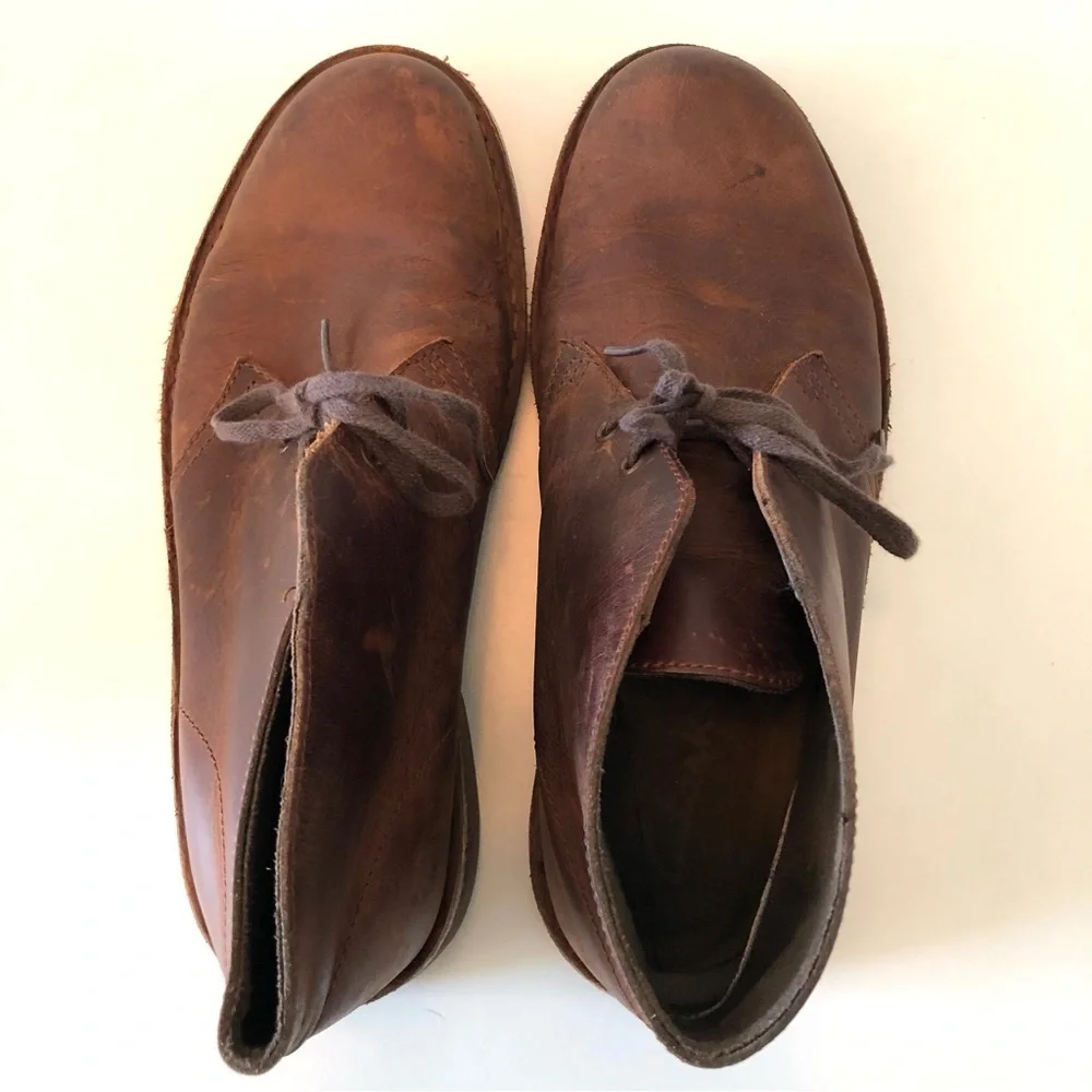 Clarks Bushacre 2 Beeswax Leather Chukka Boots Men’s 8 Brown Lace Up Ankle Shoes